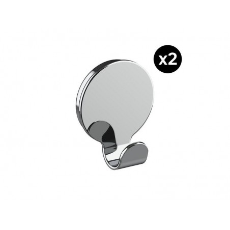 Lot de 2 crochets pour salle de bains fixation au choix simple   Essential chromé -  - meilleure qualité
