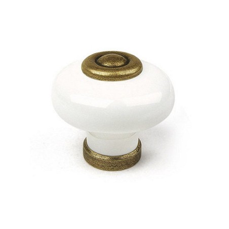 Bouton de meuble rond blanc porcelaine H.26 X L.31 X P.31 Mm