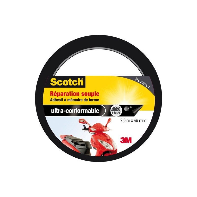 Adhésif Scotch Réparation Une Face Souple Multiusage L.7.5 M X L.48 Mm Noir