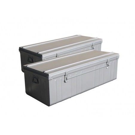 Lot de 2 cantines métal emboitées SNORpeinture aluminium 90 et 100 cm
