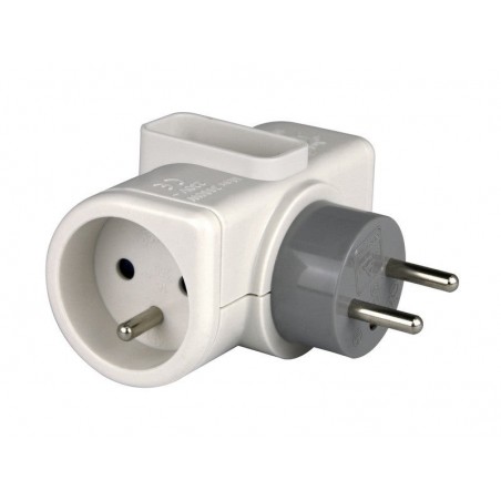 Multiprise sans câble avec prise rotative 3 prises blanc Zenitech