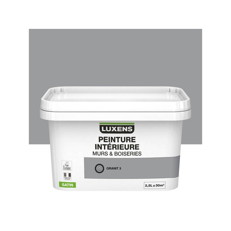 Peinture mur et boiserie intérieur  GR granit 3  satiné 2.5 l -  - meilleure qualité
