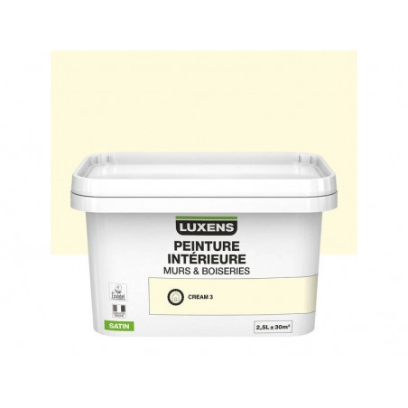 Peinture mur et boiserie intérieur  blanc cream 3  satiné 2.5 l -  - meilleure qualité