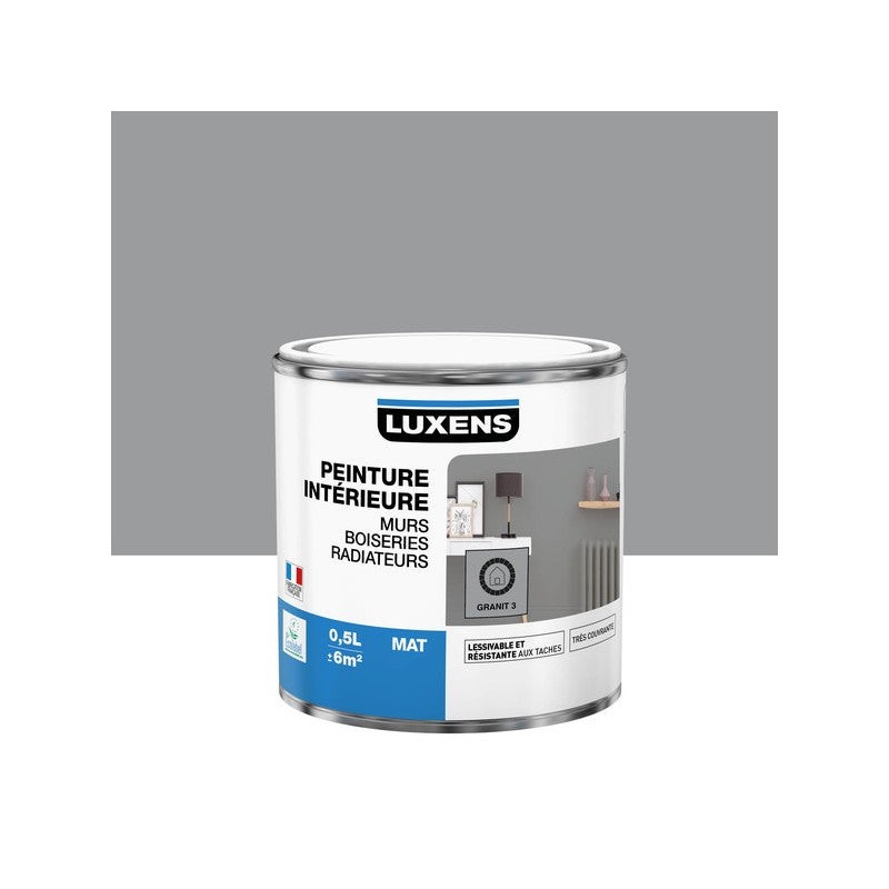 Peinture pour mur bois radiateur intérieur LUXENS GR granit 3 mat 0.5 l