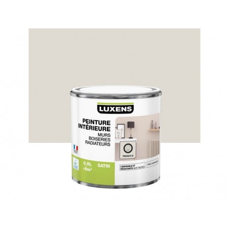 Peinture pour mur bois radiateur intérieur LUXENS brun trench 6satiné 0.5 l