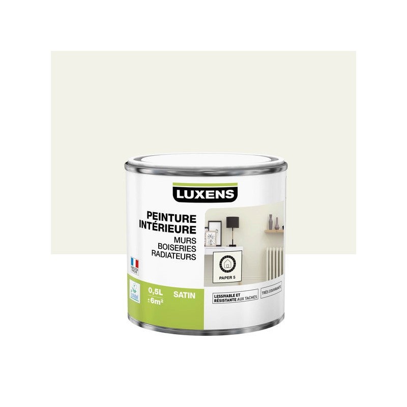 Peinture blanc paper 5 mur bois radiateur intérieur LUXENS satiné 500 ml