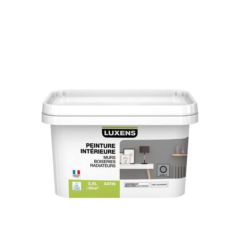 Peinturepour mur bois radiateur intérieur gris granit LUXENS satiné 2.5 l