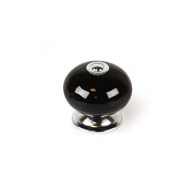 Lot de 4 boutons demeuble Boule Noir porcelaine H.38 X L.40 X p.40mm