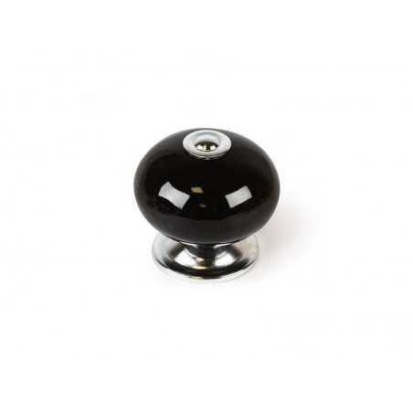 Lot de 4 boutons demeuble Boule Noir porcelaine H.38 X L.40 X p.40mm
