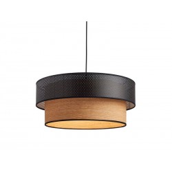 Suspension vintage e27diamètre 48 cm 60 W plastique effet bois noir