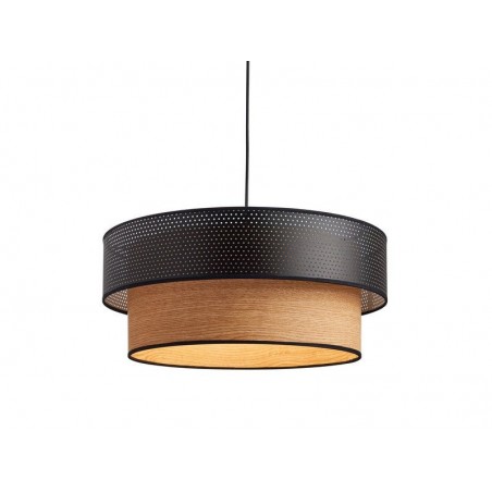 Suspension vintage e27diamètre 48 cm 60 W plastique effet bois noir