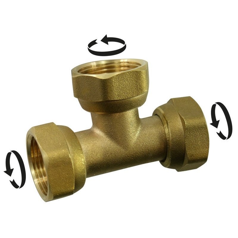 Té triple à  visser laiton f 12 x 17 pour tube en cuivre