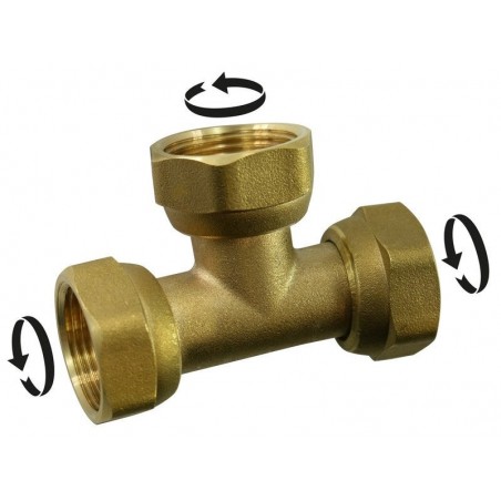 Té triple à  visser laiton f 12 x 17 pour tube en cuivre