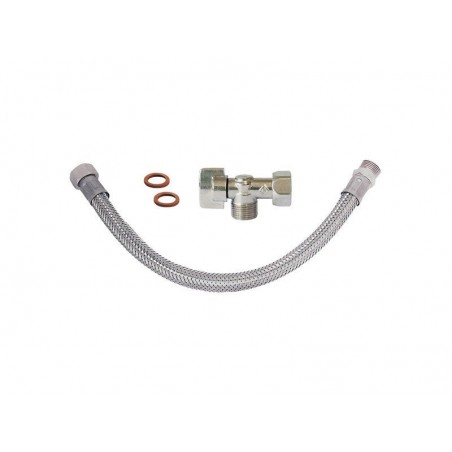 Kit Robinet DArrêt Wc + Flexible + Joint Laiton Nickelé