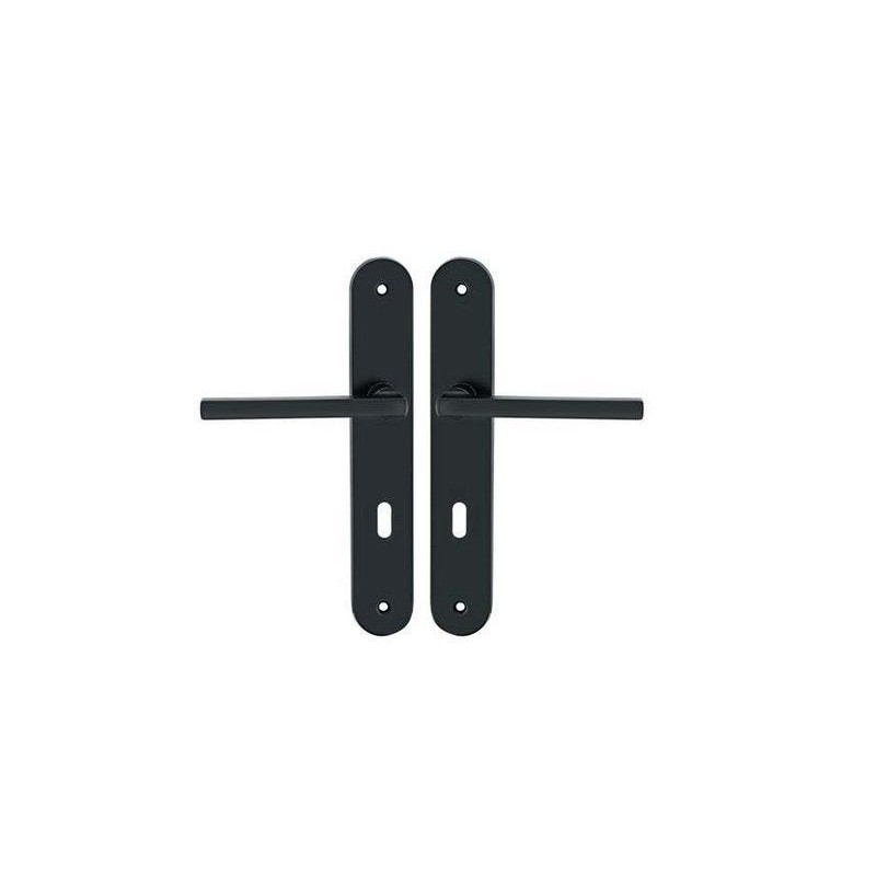 Ensemble de porte Lee 195mm trou cle aluminium noir