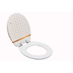 Abattant déclipsable avec frein de chute bois compressé laqué marbre Blanc-Doré