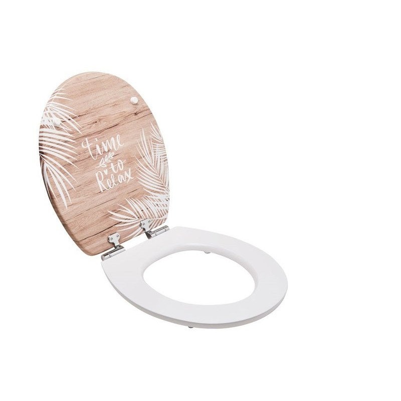 Abattant déclipsable avec frein de chute bois compressé laqué palm blanc et marron