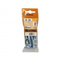 Lot de 4 boulons tête ronde et cou carré acier Zingué L.50 X Diam.8 Mm