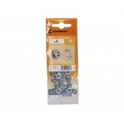 Lot de 15 écrous 6 pans Acier Diam.4 Mm