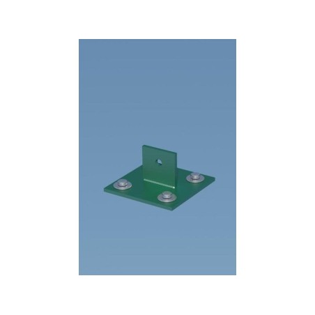 Platine jambe de force acier galvanisé plastifié à visser vert H. 4.3 cm x section. 100 x 100 x P. 10 cm