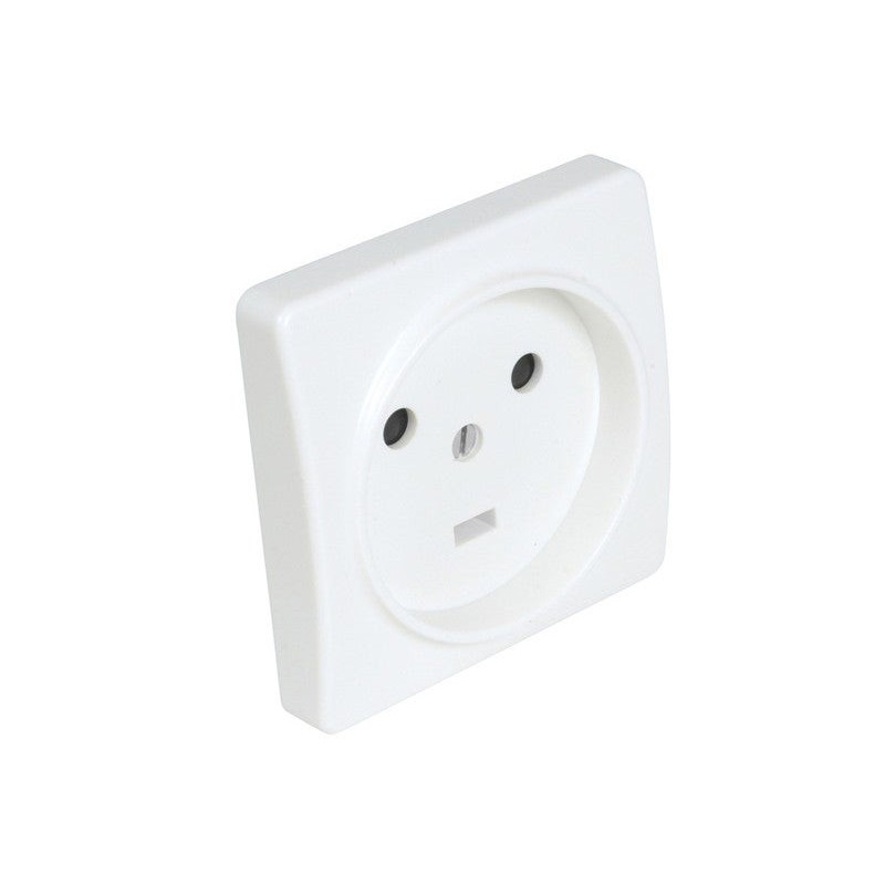 Prise 2 poles + terre 20A Encastre Blanc