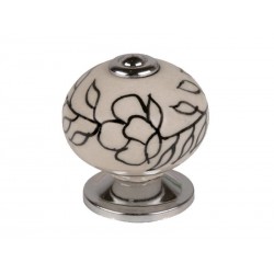 Bouton de meuble boule noir blanc porcelaine H.38 X L.40 X P.40 Mm