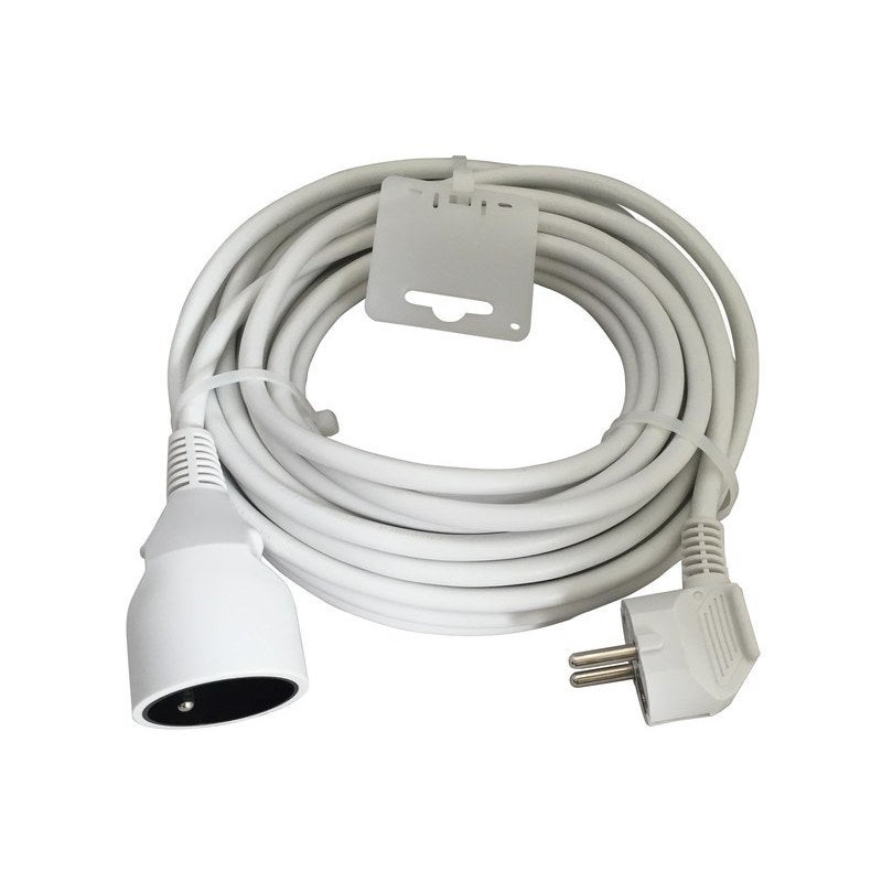 Rallonge électrique ménager avec terre H05VVF blanc 10m