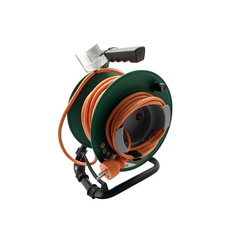 enrouleur de câble électrique jardin HO5VVF 40m vert-orange
