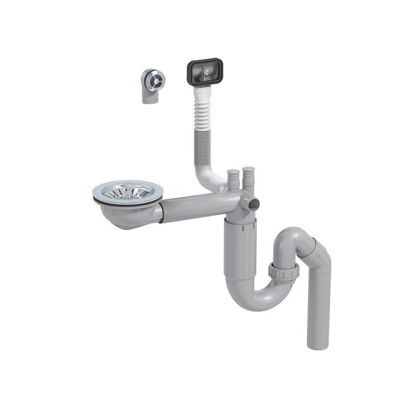 Ensemble vidage compLet gain de place pour évier 1 cuve diam. 80 mm