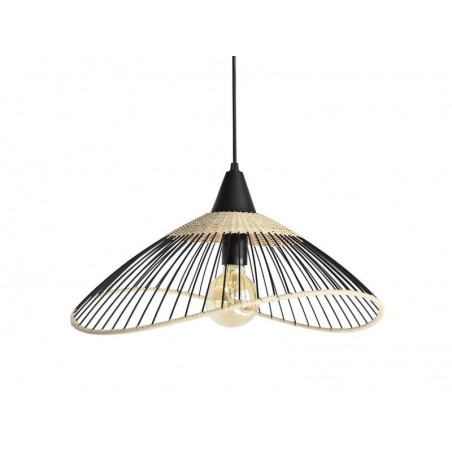 Suspension 1x e27 rotin noir - naturel sEYNAVE Kasteli d.45 cm