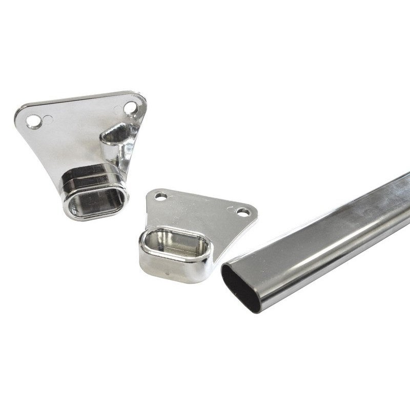 Kit barre de penderie chromé 60 m diam. 30 x 15 mm ovale + 2 supports muraux