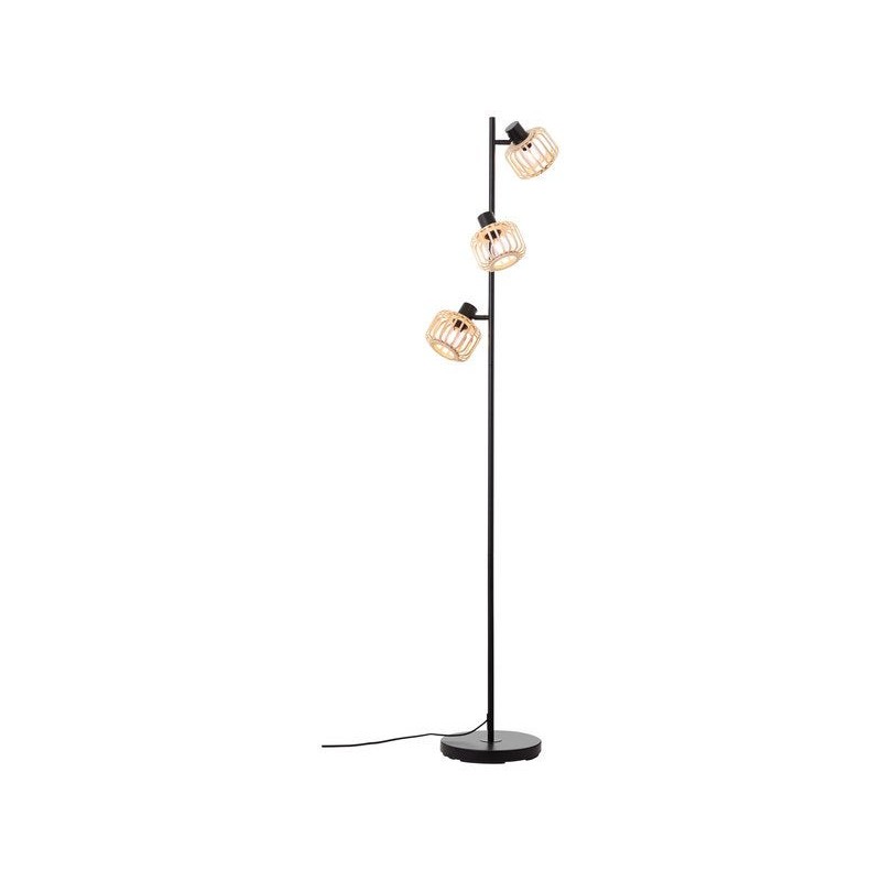 Lampadaire e27métal noir bambou pEcANd.28 cm