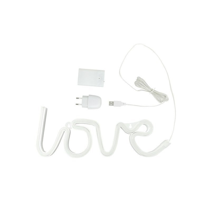 Lampe design en plastique blancNéon Love USB + batterie