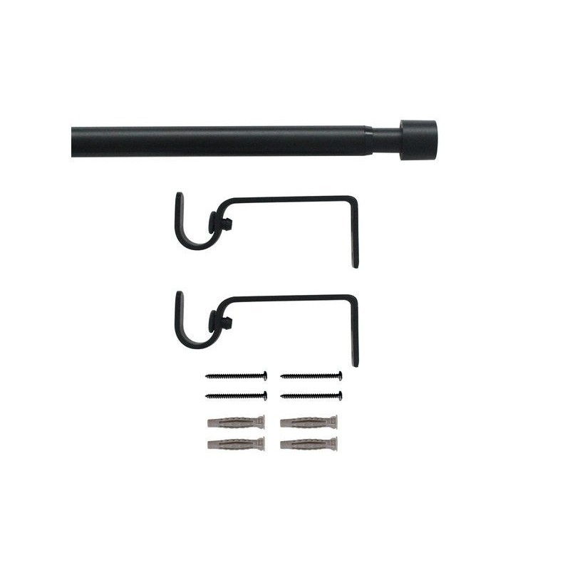 Kit de tringle à rideau extensible 120-210cm D16mm noir