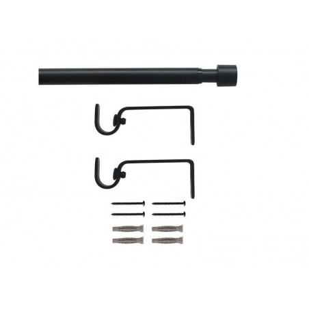 Kit de tringle à rideau extensible 120-210cm D16mm noir