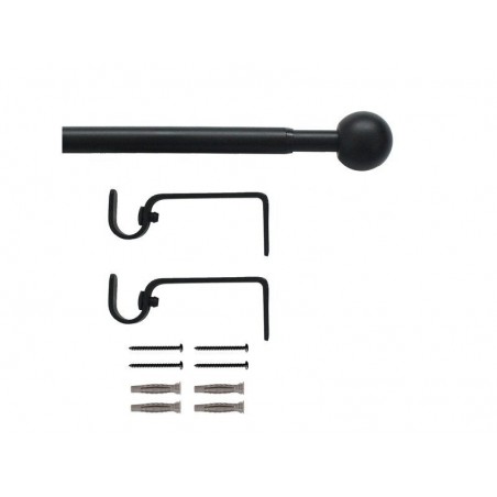 Kit de tringle a rideau Ball Diam.13-16mm Noir fonce 120-210 cm