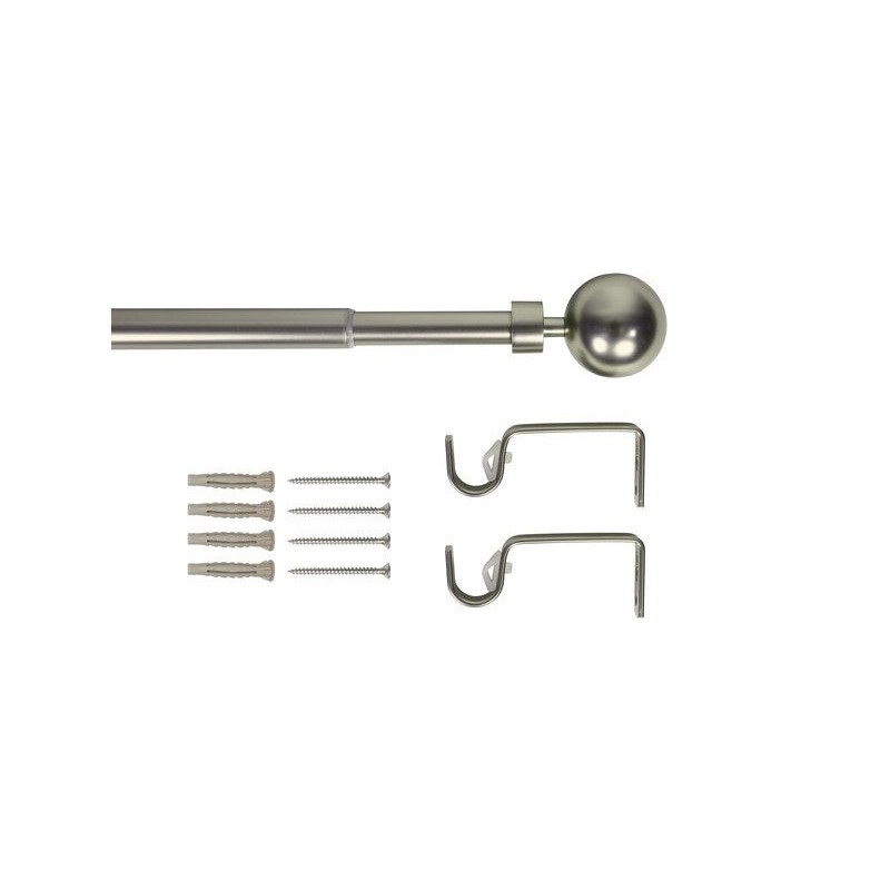Kit de tringle à  rideau Ball Diam.19 mm Nickel mat 120-210 cm