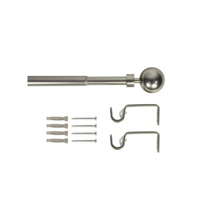 Kit de tringle à  rideau Ball Diam.19 mm Nickel mat 120-210 cm