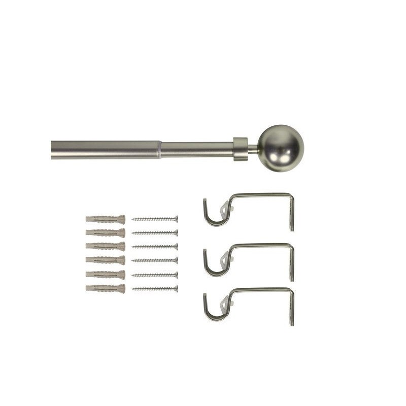 Kit de tringle à  rideau Ball Diam.19 mm Nickel mat 160-300 cm