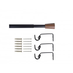 Kit de tringle à  rideau Crip Diam.19 mm Noir mat 160-300 cm