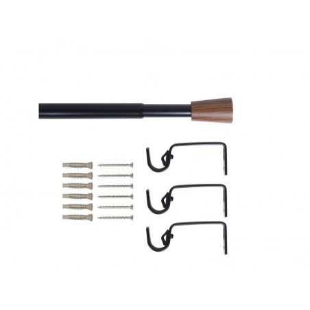 Kit de tringle à  rideau Crip Diam.19 mm Noir mat 160-300 cm