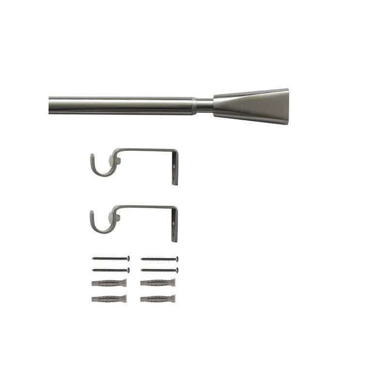 Kit de tringle à rideauPommel Diam.16 mm Nickel mat 120-210 cm