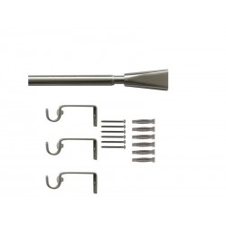 Kit de tringle à rideau Pom Diam.16 mm Nickel mat 160-300 cm