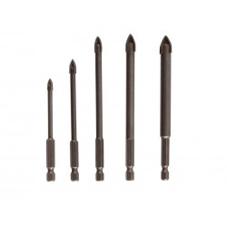 Lot de 5 forets à  céramique verre et carrelagediam.5 à  12mm