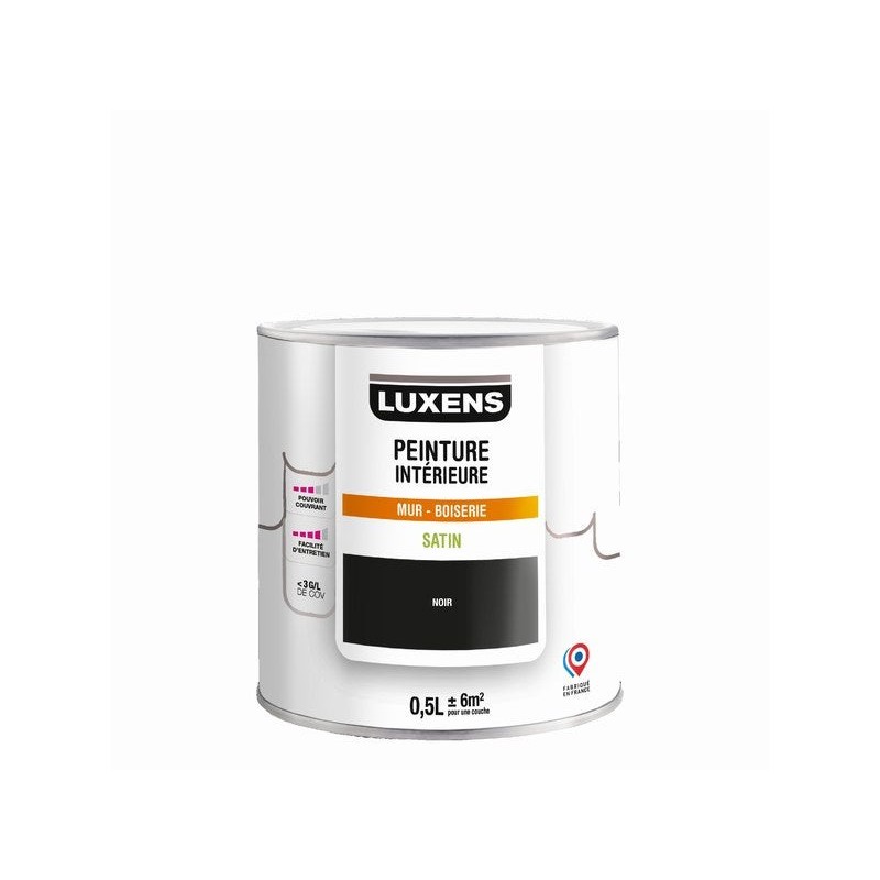 Peinture mur boiserie noir satin LUXENS Interieure 0.5l