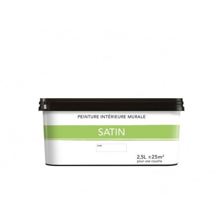 Peinture satiné pour mur intérieur 25 litres blanc