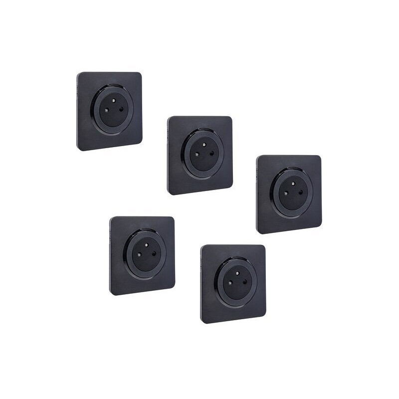 Lot de 5 prises avec terre complet Lumiablack