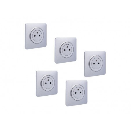Lot de 5 prises avec terre complet Lumiasilver