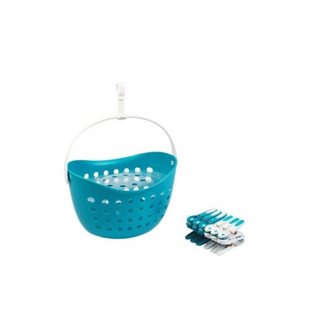 Lot de 12 pinces à linge fleur et son panier en polypropylène