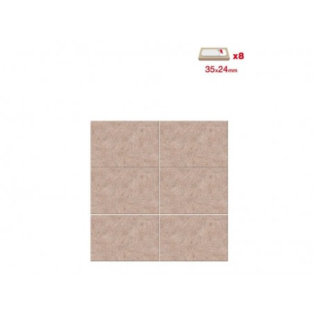 Lot de 8 patins feutre en laine adhésif35 x 24mm beige